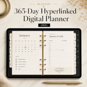 Aesthetic 365-Day Hyperlinked Digital Planner (PDF)