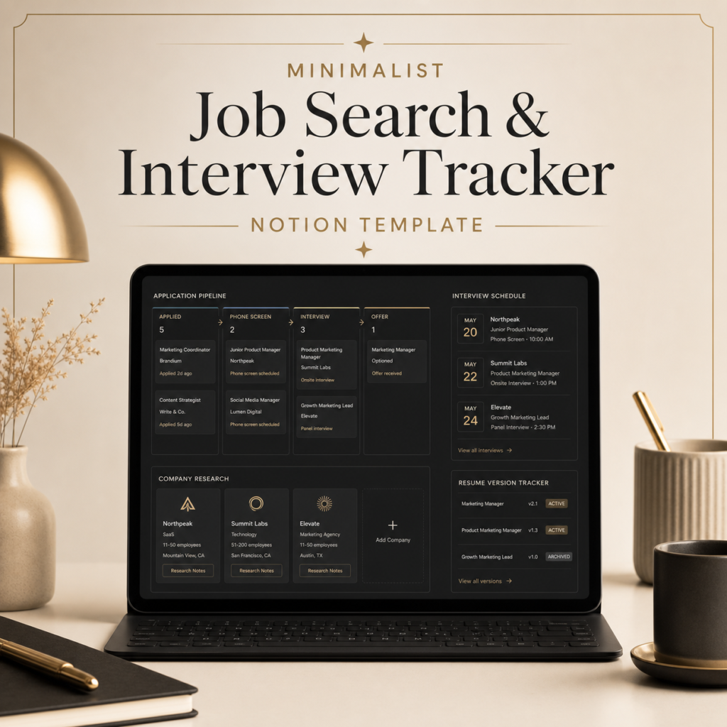 Minimalist Job Search & Interview Tracker (Notion)