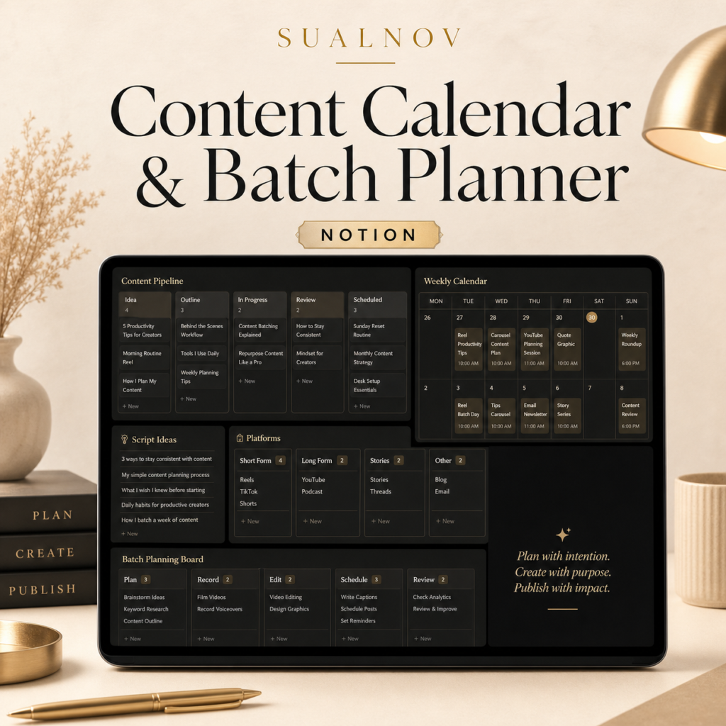 Social Media Content Calendar & Batch Planner (Notion)